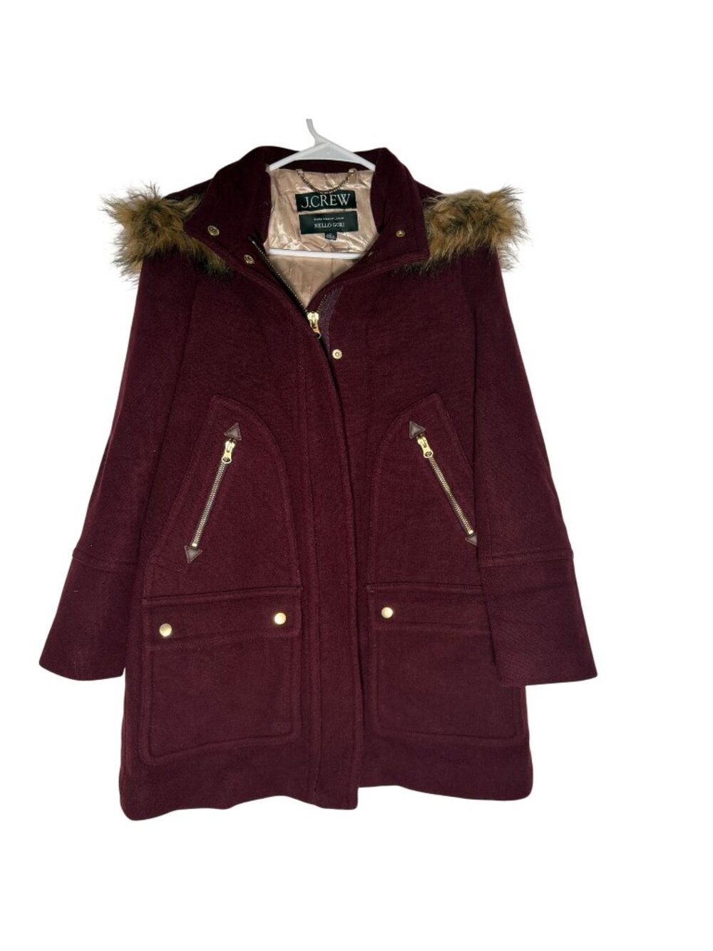 J. Crew Chateau Parka in Italian Stadium-Cloth Wool Heather Fire Red Size 0